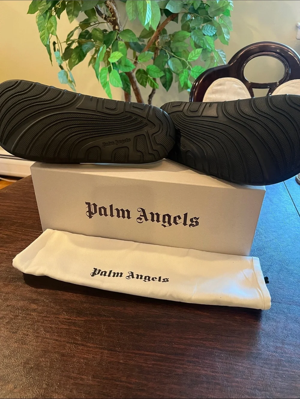 Palm Angels Kids Two-Tone Black & White Slide Sandals